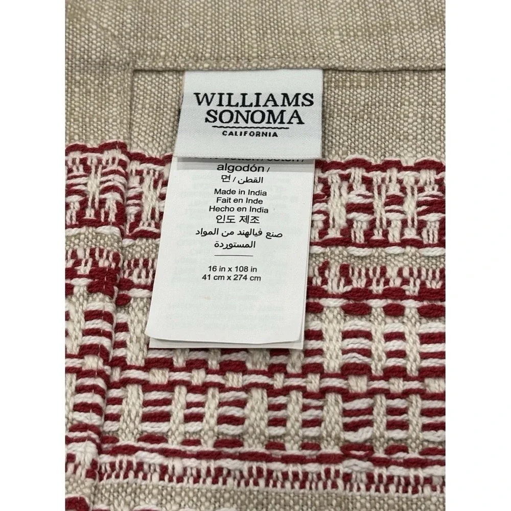 Williams Sonoma France Stripe Table Runner Flax Red Port Rouge 108 X‎ 16